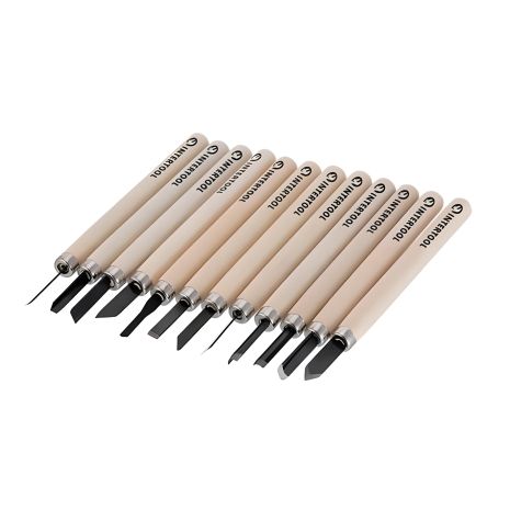 Набор резцов по дереву, 12 шт. INTERTOOL HT-3504