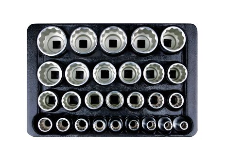 Набір торцевих головок 1/2" 8-36мм, 27 предметів, 12 граней KING TONY 9-4057MR