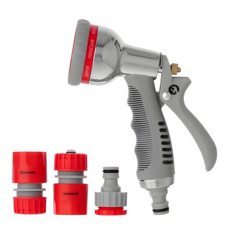 Хромований пістолет-розпилювач для поливу INTERTOOL GE-0005, 8 режимів