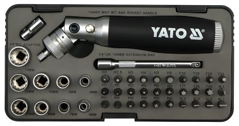 Набор бит и головок с трещоткой 42 шт. Yato YT-2806