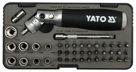 Комплект бит и головок с трещоткой 42 шт., Yato YT-2806