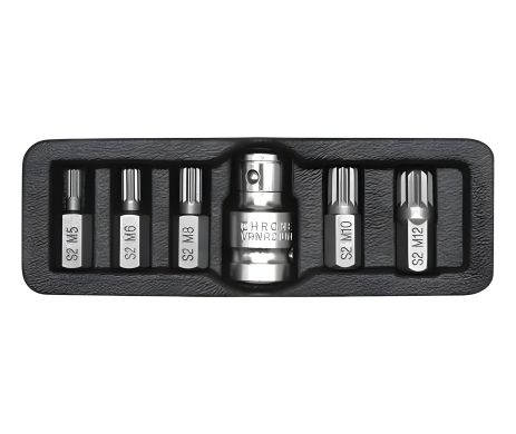 Набор отверточных насадок Spline M5-M12 с переходником 1/2" 6 шт Yato YT-0414 Набор отверточных насадок Spline M5-M12 с переходником 1/2" 6 шт Yato YT-0414