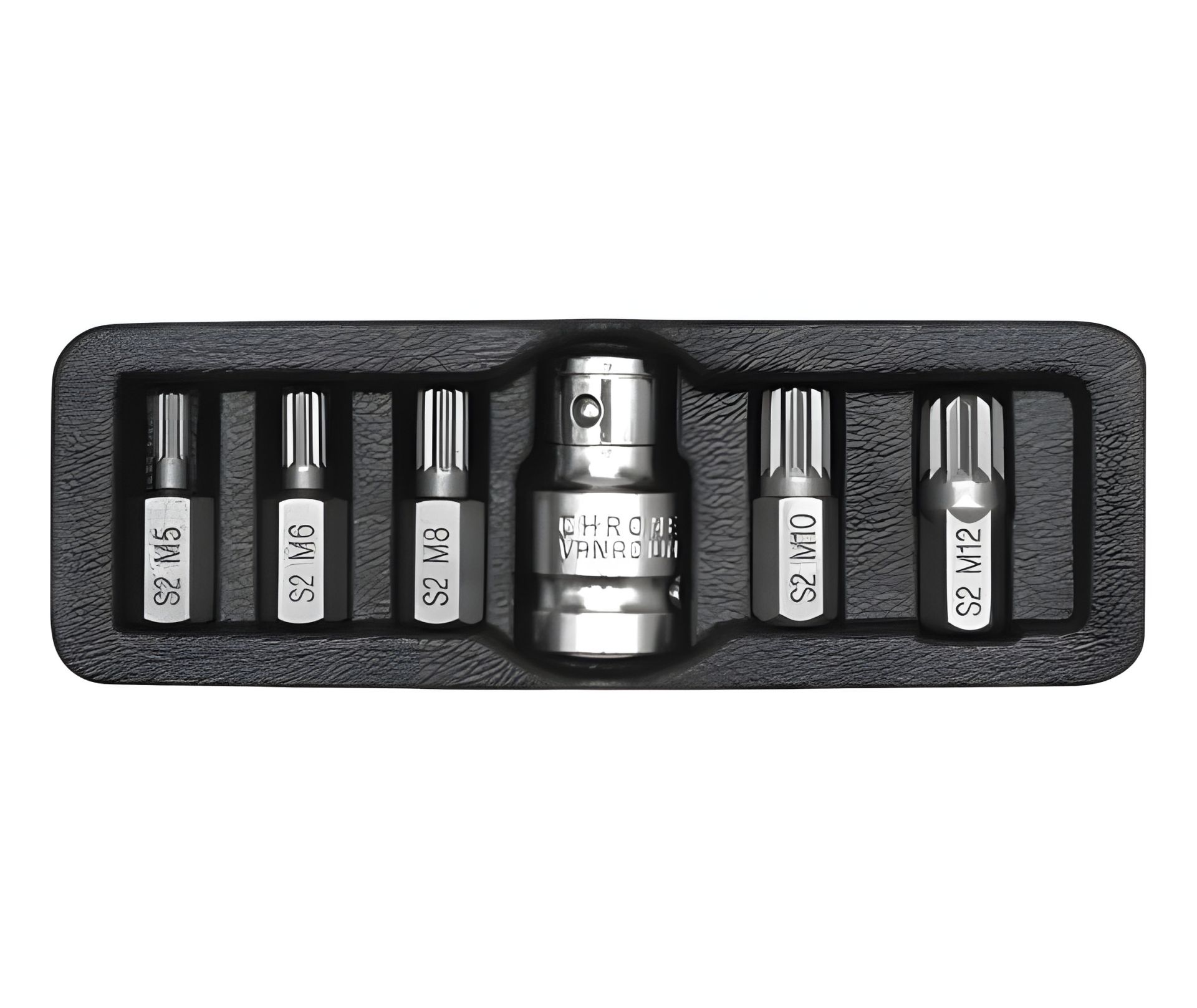 Набор отверточных насадок Spline M5-M12 с переходником 1/2" 6 шт Yato YT-0414 Набор отверточных насадок Spline M5-M12 с переходником 1/2" 6 шт Yato YT-0414