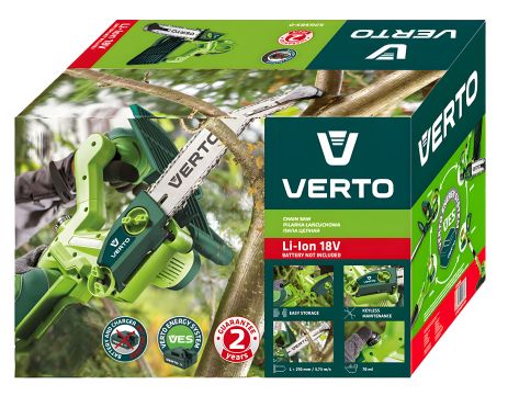 Акумуляторна ланцюгова пилка VES 18В Li-Ion (без акумулятора) VERTO 52G585-0
