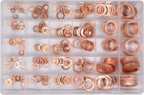 Набір мідних шайб Ø9-36 мм, 300 шт. Yato YT-06872