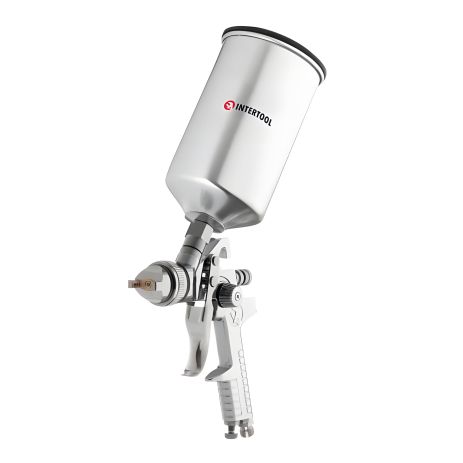 Пневматичний фарбопульт HVLP, форсунка 1,3 мм, верхній металевий бачок 1000 мл, 3 бар INTERTOOL PT-0107 Пневматичний фарбопульт HVLP, форсунка 1,3 мм, верхній металевий бачок 1000 мл, 3 бар INTERTOOL PT-0107