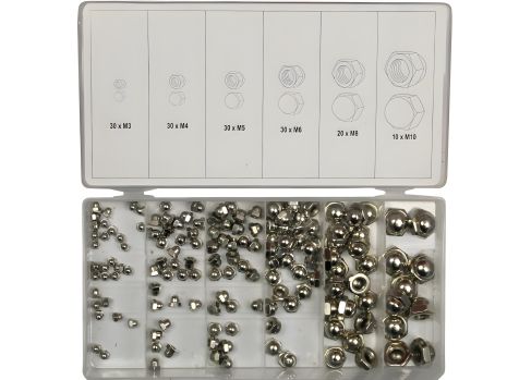 Комплект полусферических колпачковых гаек M3-M10, 150 шт. Yato YT-06775