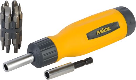 Реверсивна викрутка з набором насадок 14 шт MIOL 65-060 Реверсивна викрутка з набором насадок 14 шт MIOL 65-060