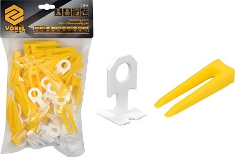 Клипсы и клинья, t = 1 мм для укладки керамической плитки, комплект 50 шт. Vorel 04714 Клипсы и клинья, t = 1 мм для укладки керамической плитки, комплект 50 шт. Vorel 04714