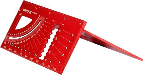 Алюмінієвий кутник стереометр 3D, 45°, 90° з транспортиром та шаблонами отворів Yato YT-70796