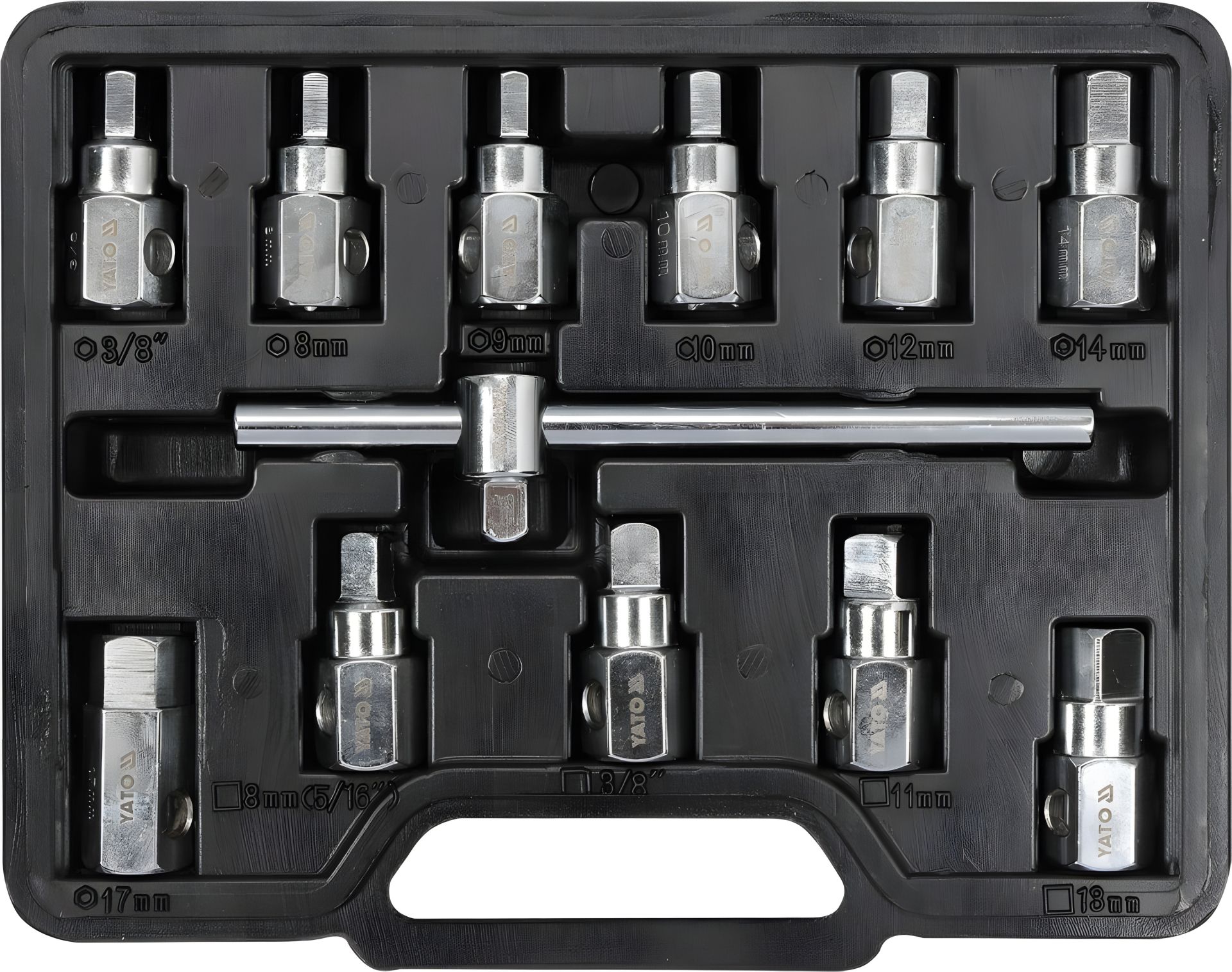 Набір ключів для зливної пробки масляного піддону 3/8" квадрат, 12 шт Yato YT-0600 Набір ключів для зливної пробки масляного піддону 3/8" квадрат, 12 шт Yato YT-0600