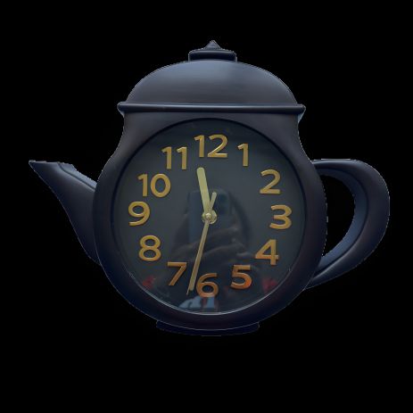 Настінний годинник для кухні у формі чайника, маленький шоколадний (25х31 см), виробник Time 31х37