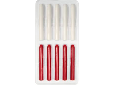 Восковые стержни для автоматического карандаша Ø= 10 мм, l= 85 мм, 5 красных и 5 белых, Vorel 09207