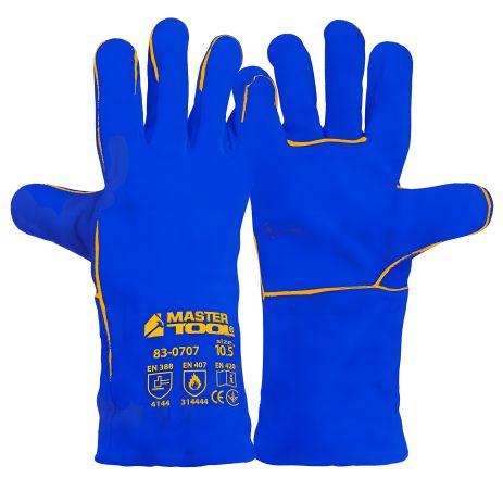 Краги сварщика замшевые 10.5" 350 мм, синие, MASTERTOOL 83-0707 Краги сварщика замшевые 10.5" 350 мм, синие, MASTERTOOL 83-0707