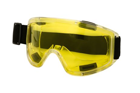 Жовті окуляри-напівмаска з антицарапним покриттям, 4 вентиляційні клапани та регульованим ременем, Mastertool 82-0402
