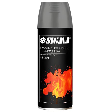 Термостойкая акриловая аэрозольная эмаль +600°С 400мл RAL 9065 Серебряный матовый SIGMA 2736061