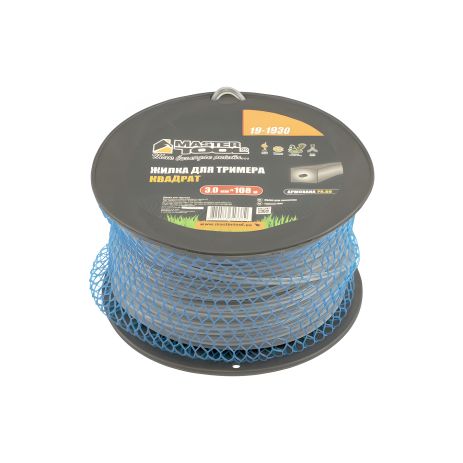 Тримерна ліска КВАДРАТ АРМОВАНИЙ 3,00 мм, MASTERTOOL 19-1930