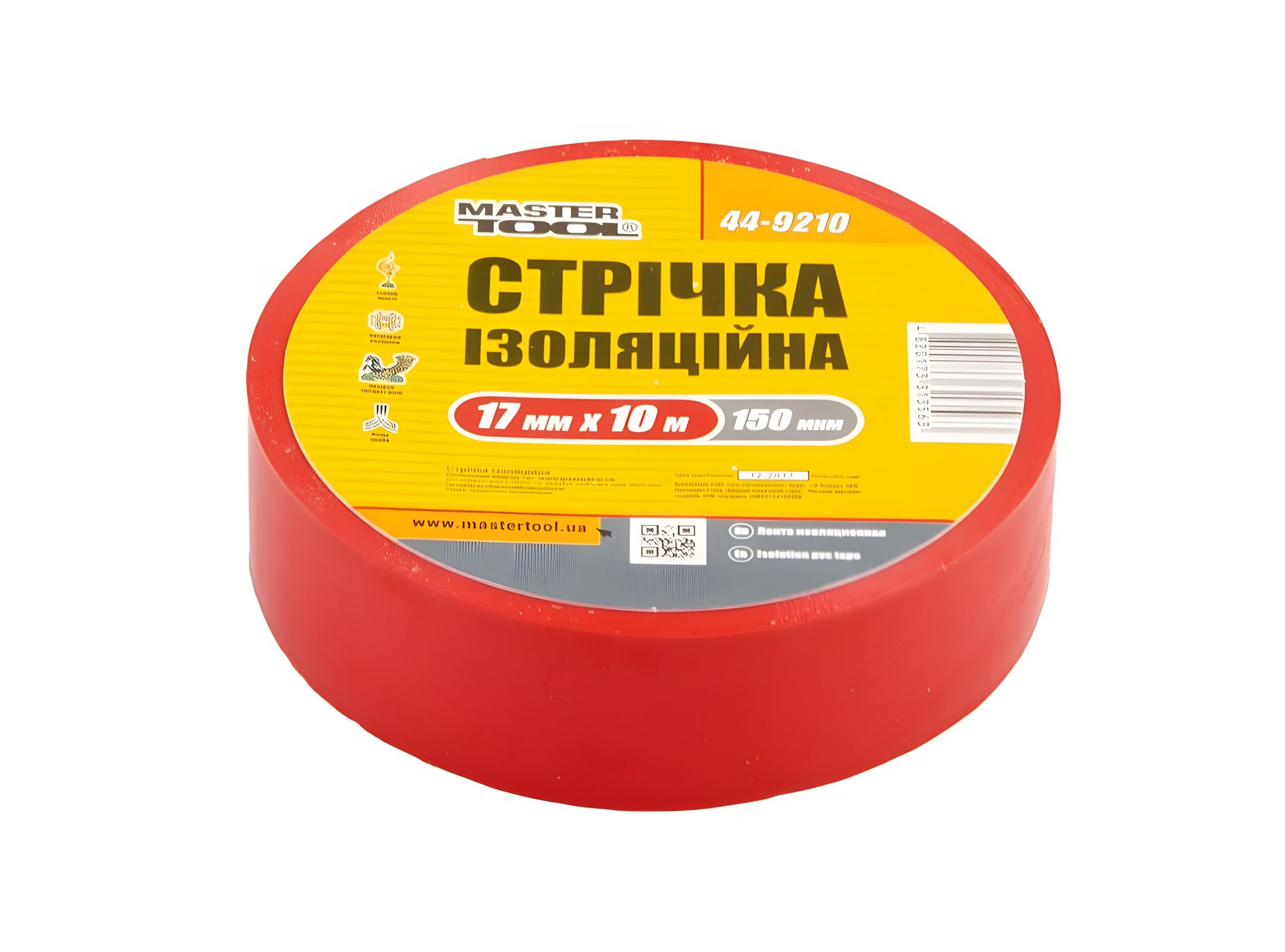 Стрічка ізоляційна 17 мм 10 м 10 шт червона MASTERTOOL 44-9210 Стрічка ізоляційна 17 мм 10 м 10 шт червона MASTERTOOL 44-9210