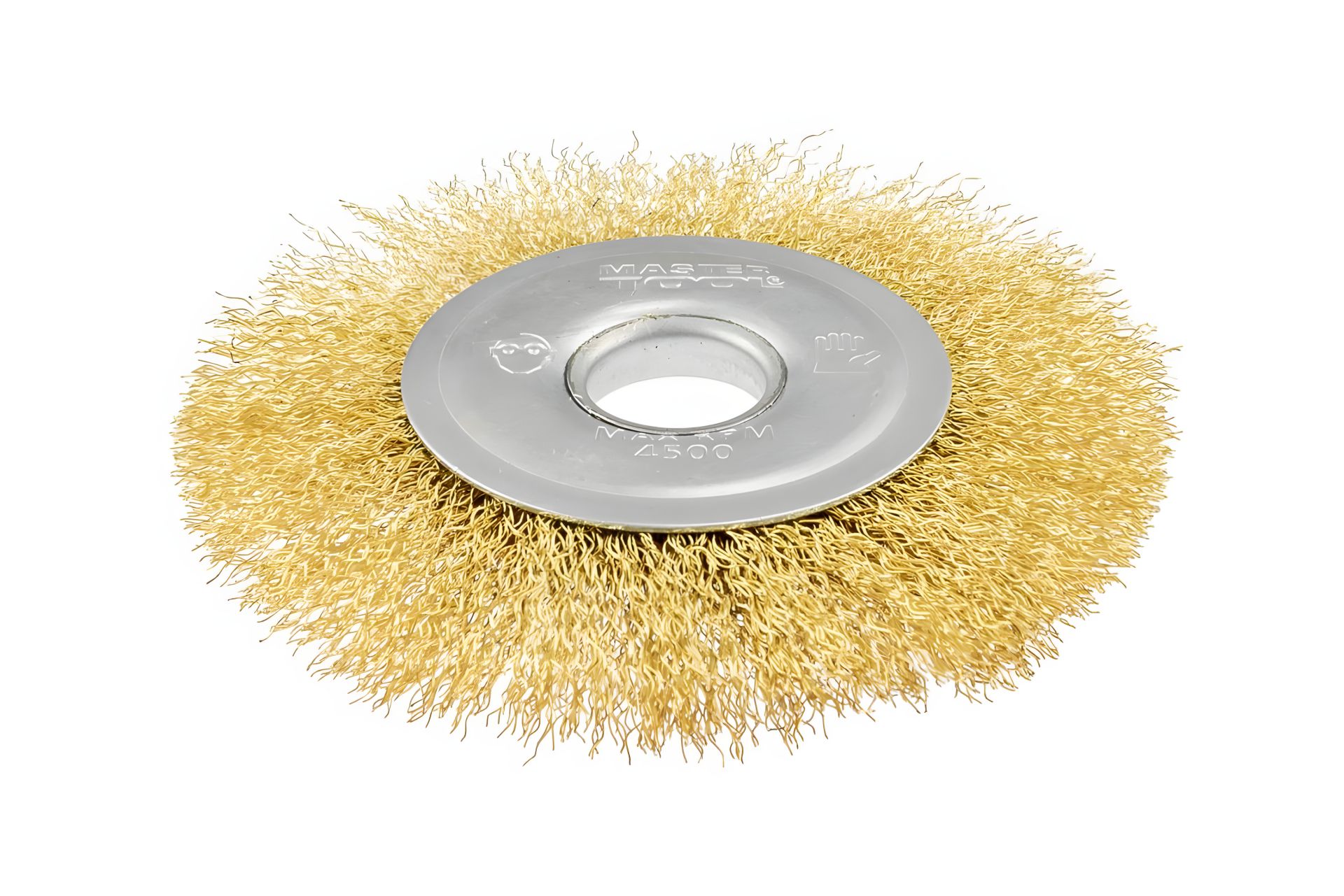 Дискова щітка з латунованого рифленого дроту Ø 125х22.2 мм MASTERTOOL 19-9112 Дискова щітка з латунованого рифленого дроту Ø 125х22.2 мм MASTERTOOL 19-9112