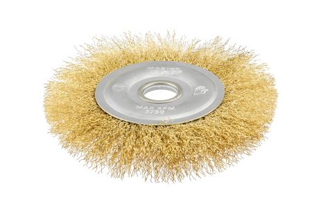 Щетка дисковая латунная рифленая Ø 150х22.2 мм MASTERTOOL 19-9115 Щетка дисковая латунная рифленая Ø 150х22.2 мм MASTERTOOL 19-9115