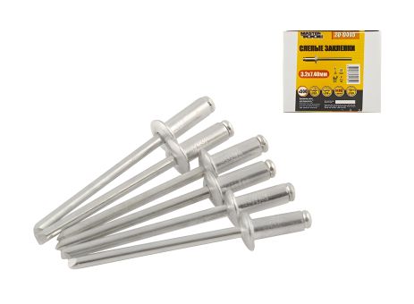 Алюмінієві заклепки витяжні 3.2х7.40 мм 500 шт MASTERTOOL 20-0445 Алюмінієві заклепки витяжні 3.2х7.40 мм 500 шт MASTERTOOL 20-0445