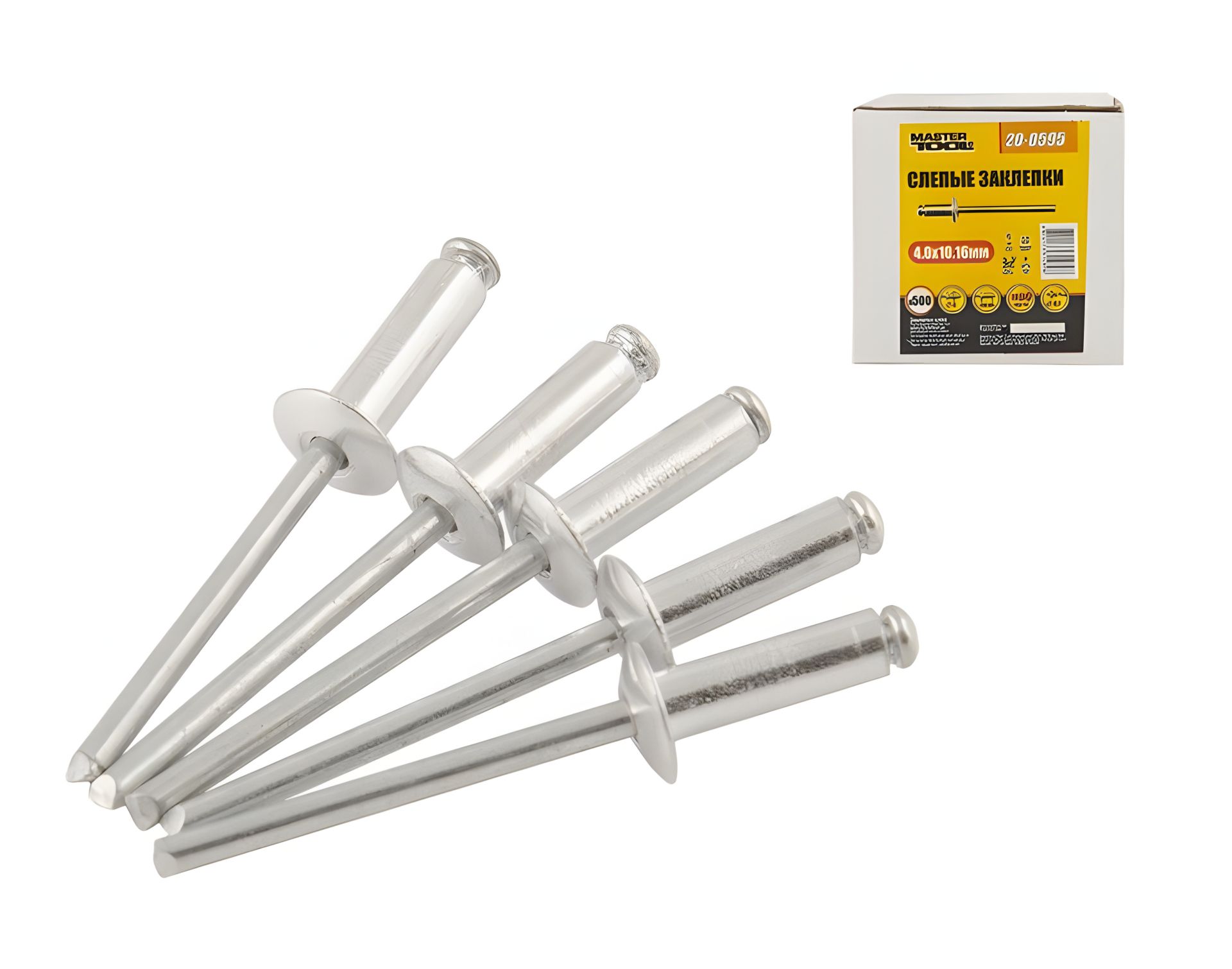 Алюмінієві витяжні заклепки 4.0х10.16 мм 500 шт MASTERTOOL 20-0595 Алюмінієві витяжні заклепки 4.0х10.16 мм 500 шт MASTERTOOL 20-0595