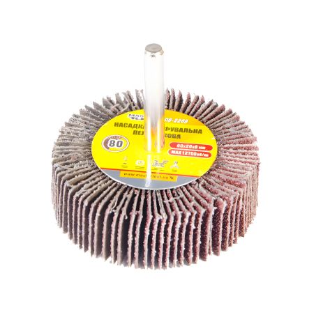 Насадка шлифовальная лепестковая зерно 80 60х20 мм со стержнем 6 мм MASTERTOOL 08-2268 Насадка шлифовальная лепестковая зерно 80 60х20 мм со стержнем 6 мм MASTERTOOL 08-2268