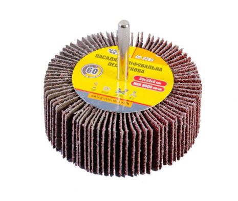 Шліфувальна пелюсткова насадка зерно 60 80х30 мм із стрижнем 6 мм MASTERTOOL 08-2286