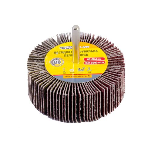 Шліфувальна насадка зерно 80 80х30 мм із стрижнем 6 мм MASTERTOOL 08-2288