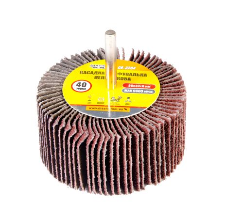 Шліфувальна насадка пелюсткова зерно 40 80х40 мм зі стрижнем 6 мм від MASTERTOOL 08-2294