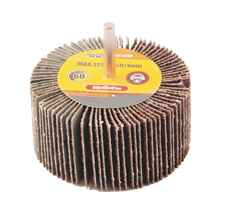 Насадка шліфувальна пелюсткова збіжжя зерно 60 80х40 мм зі стрижнем 6 мм, MASTERTOOL 08-2296