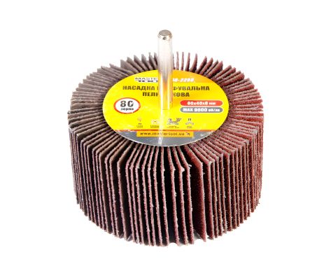 Насадка шлифовальная лепестковая зерно 80 80х40 мм со стержнем 6 мм MASTERTOOL 08-2298 Насадка шлифовальная лепестковая зерно 80 80х40 мм со стержнем 6 мм MASTERTOOL 08-2298