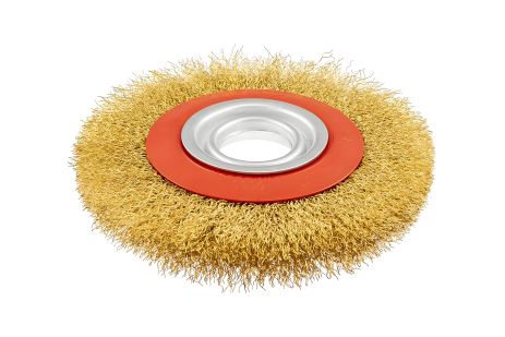 Дискова щітка Ø 150х32 мм з латунованого рифленого дроту MASTERTOOL 19-9215 Дискова щітка Ø 150х32 мм з латунованого рифленого дроту MASTERTOOL 19-9215