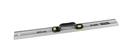 Алюминиевая строительная линейка 60 см с ручкой 2 капсулы MASTERTOOL 39-5060