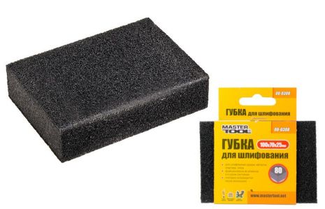 Шлифовальная губка Р80 100х70х25 мм MASTERTOOL 08-0308