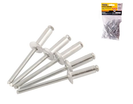 Алюминиевые вытяжные заклепки 4.8x16.00 мм, 50 шт MASTERTOOL 20-0600