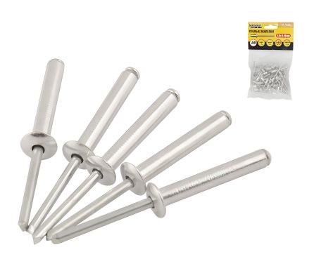 Витяжні алюмінієві заклепки 4.8х6.40 мм 50 шт MASTERTOOL 20-0620 Витяжні алюмінієві заклепки 4.8х6.40 мм 50 шт MASTERTOOL 20-0620