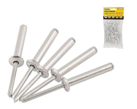 Алюминиевые заклепки вытяжные 4.8х14.48 мм 50 шт, MASTERTOOL 20-0660