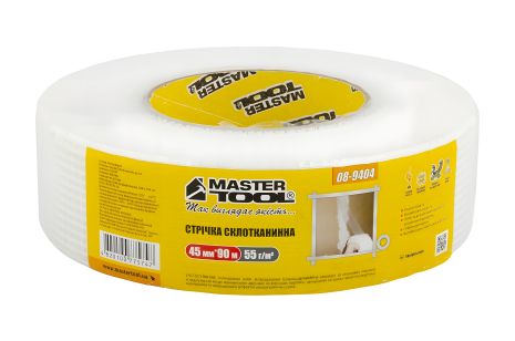 Самоклеящаяся лента из стеклоткани 45 мм 90 м 8х8 55 г/м² MASTERTOOL 08-9404