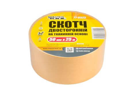 Двухсторонняя лента на тканевой основе 50 мм 25 м MASTERTOOL 77-6525