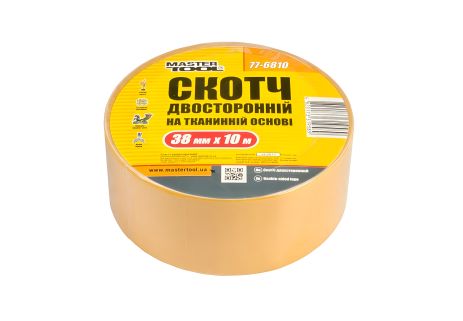 Двостороння стрічка на тканинній основі 38 мм 10 м MASTERTOOL 77-6810 Двостороння стрічка на тканинній основі 38 мм 10 м MASTERTOOL 77-6810