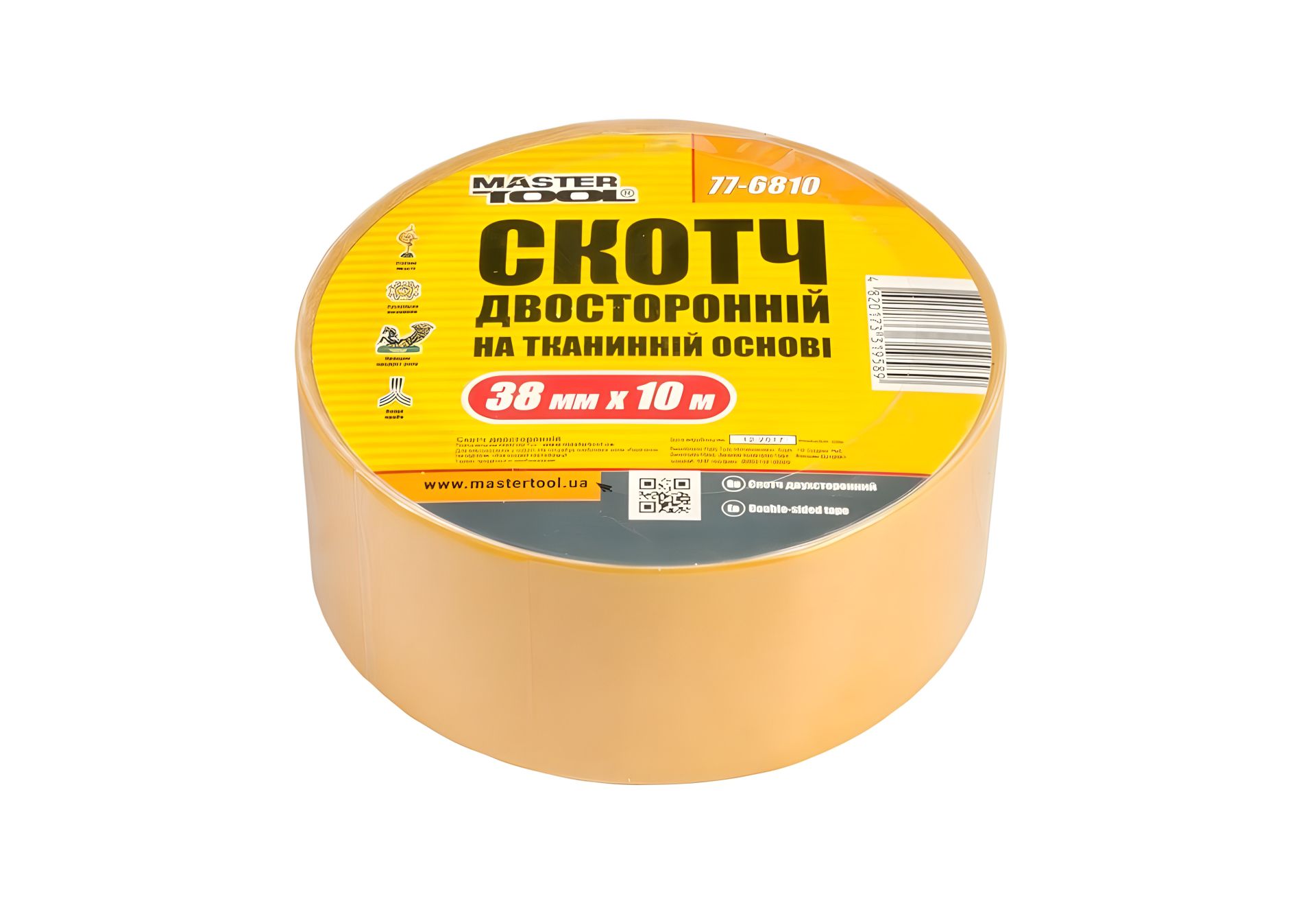 Двухсторонняя лента на тканевой основе 38 мм 10 м MASTERTOOL 77-6810 Двухсторонняя лента на тканевой основе 38 мм 10 м MASTERTOOL 77-6810