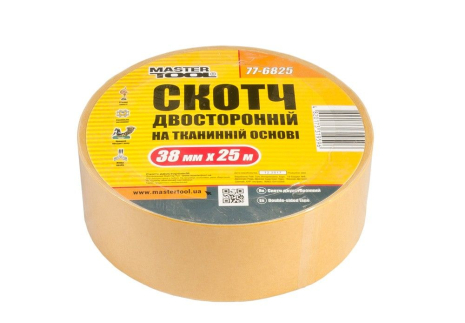 Стрічка двостороння на тканинній основі 38 мм×25 м MASTERTOOL 77-6825 Стрічка двостороння на тканинній основі 38 мм×25 м MASTERTOOL 77-6825