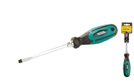 Магнитная шлицевая отвертка HEXAGON SL5x100 мм с TPR покрытием MASTERTOOL 45-8510