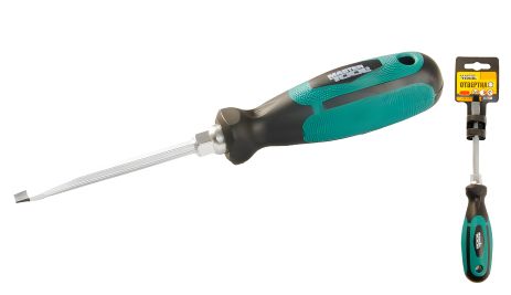 Магнитная шлицевая отвёртка HEXAGON SL5х75 мм с TPR покрытием MASTERTOOL 45-8575