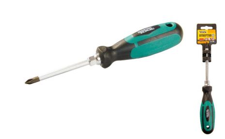 Магнітна викрутка хрестова ручка з покриттям TPR MASTERTOOL 45-8175 (HEXAGON РН1х75 мм)