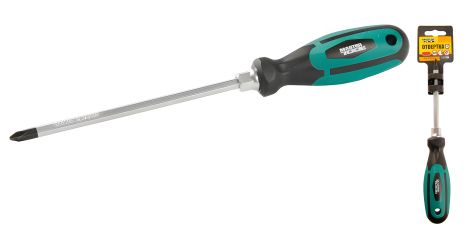 Отвёртка крестовая магнитная HEXAGON РН2х150 мм ручка с TPR покрытием MASTERTOOL 45-8215