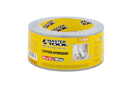 Армована стрічка t 60°C 50 мм 25 м сіра MASTERTOOL 77-2525 Армована стрічка t 60°C 50 мм 25 м сіра MASTERTOOL 77-2525