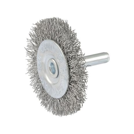 Дисковая щетка из рифленой проволоки Ø 50 мм со стержнем ¼" MASTERTOOL 19-9805