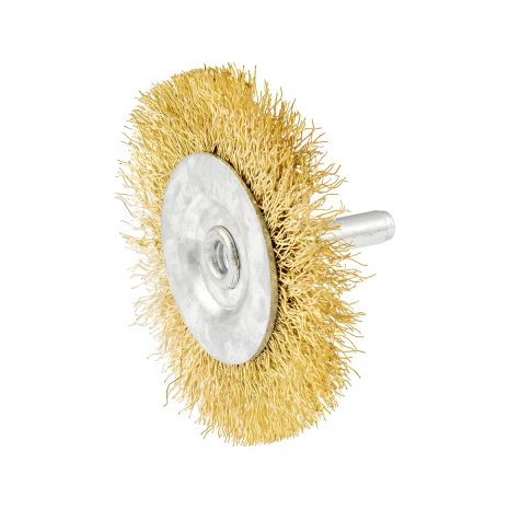 Щетка дисковая из латунированной рифленой проволоки Ø 60 мм, со стержнем ¼" MASTERTOOL 19-9706